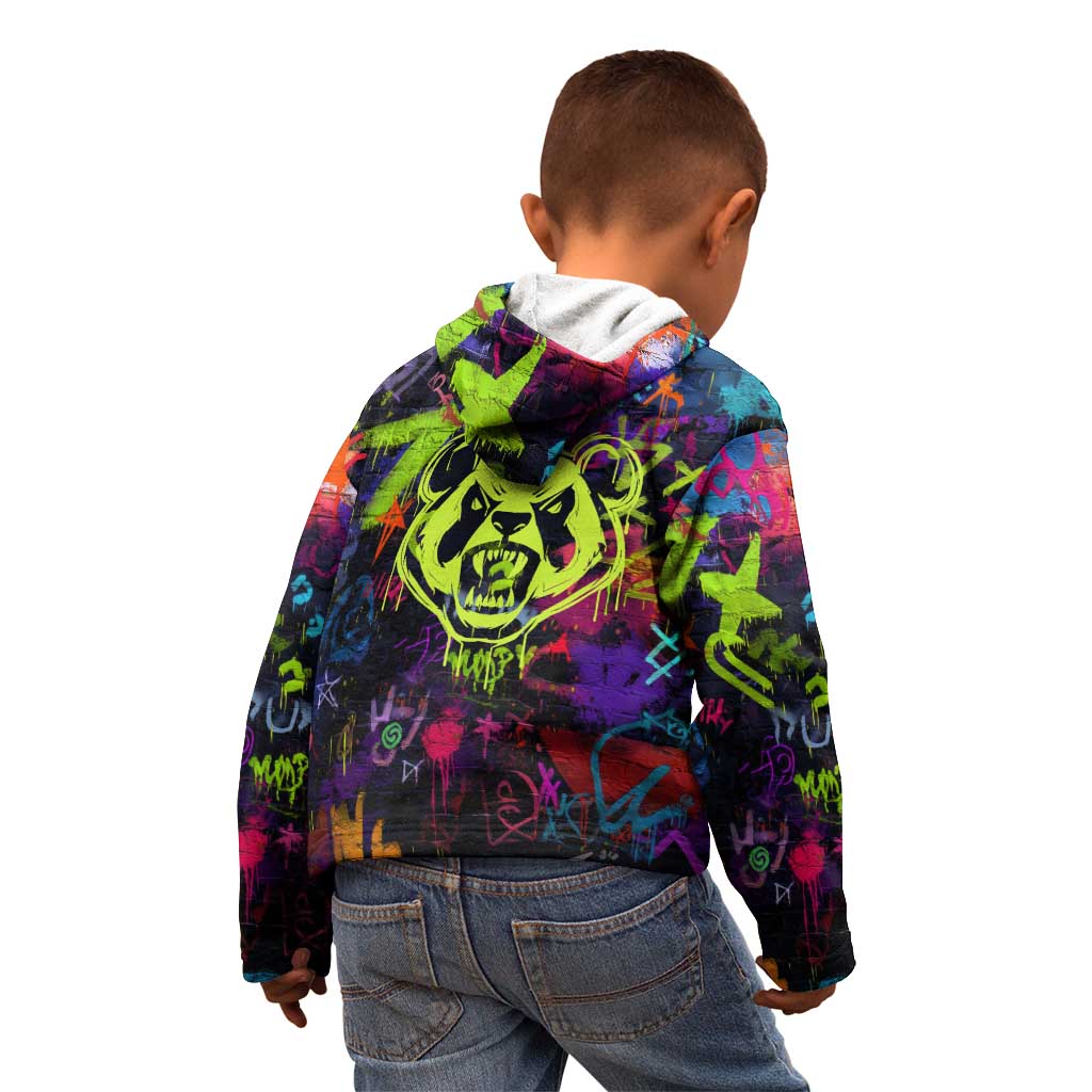 Graffiti Hip Hop Kid Hoodie with Neon Bear and Street Artist Panda Design - Wonder Print Shop