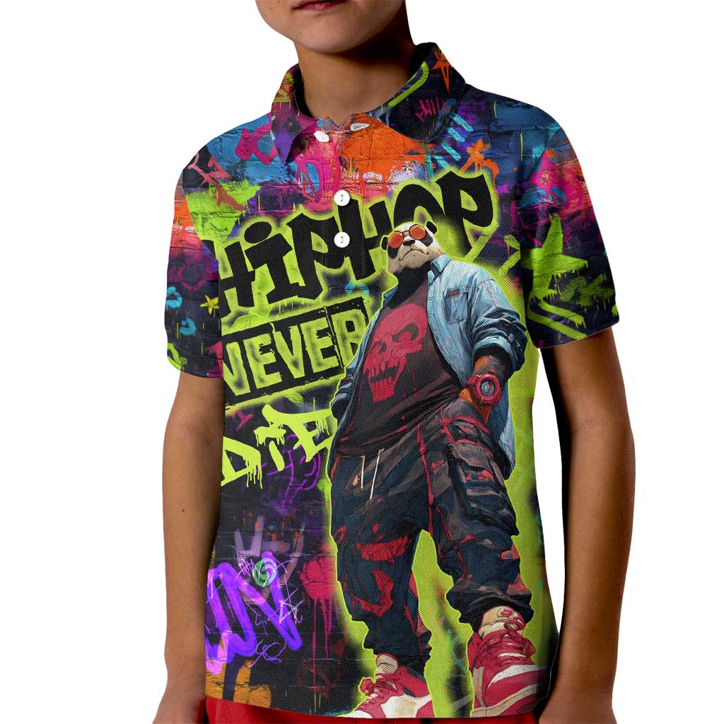 Graffiti Hip Hop Kid Polo Shirt with Neon Bear and Street Artist Panda Design - Wonder Print Shop