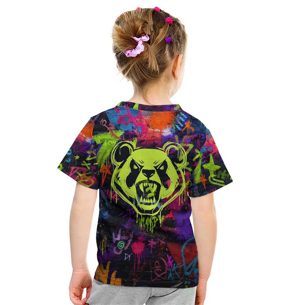 Graffiti Hip Hop Kid T Shirt with Neon Bear and Street Artist Panda Design - Wonder Print Shop