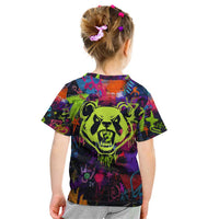 Graffiti Hip Hop Kid T Shirt with Neon Bear and Street Artist Panda Design - Wonder Print Shop