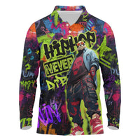 Graffiti Hip Hop Long Sleeve Polo Shirt with Neon Bear and Street Artist Panda Design - Wonder Print Shop