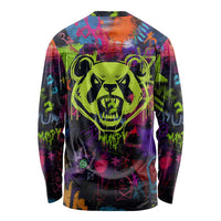 Graffiti Hip Hop Long Sleeve Shirt with Neon Bear and Street Artist Panda Design - Wonder Print Shop