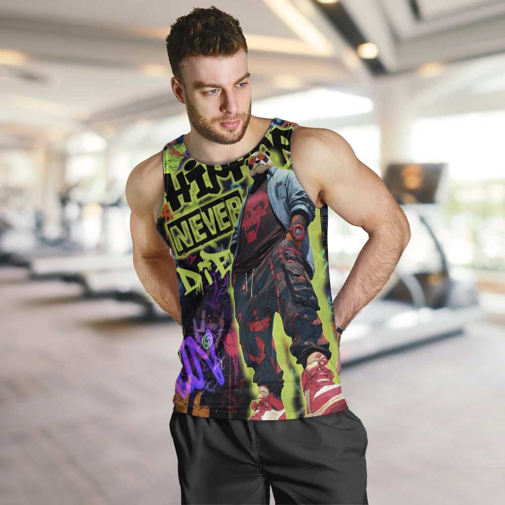 Graffiti Hip Hop Men Tank Top with Neon Bear and Street Artist Panda Design - Wonder Print Shop