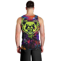 Graffiti Hip Hop Men Tank Top with Neon Bear and Street Artist Panda Design - Wonder Print Shop