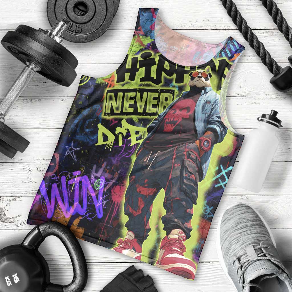 Graffiti Hip Hop Men Tank Top with Neon Bear and Street Artist Panda Design - Wonder Print Shop