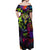 Graffiti Hip Hop Off Shoulder Maxi Dress with Neon Bear and Street Artist Panda Design - Wonder Print Shop
