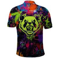 Graffiti Hip Hop Polo Shirt with Neon Bear and Street Artist Panda Design - Wonder Print Shop