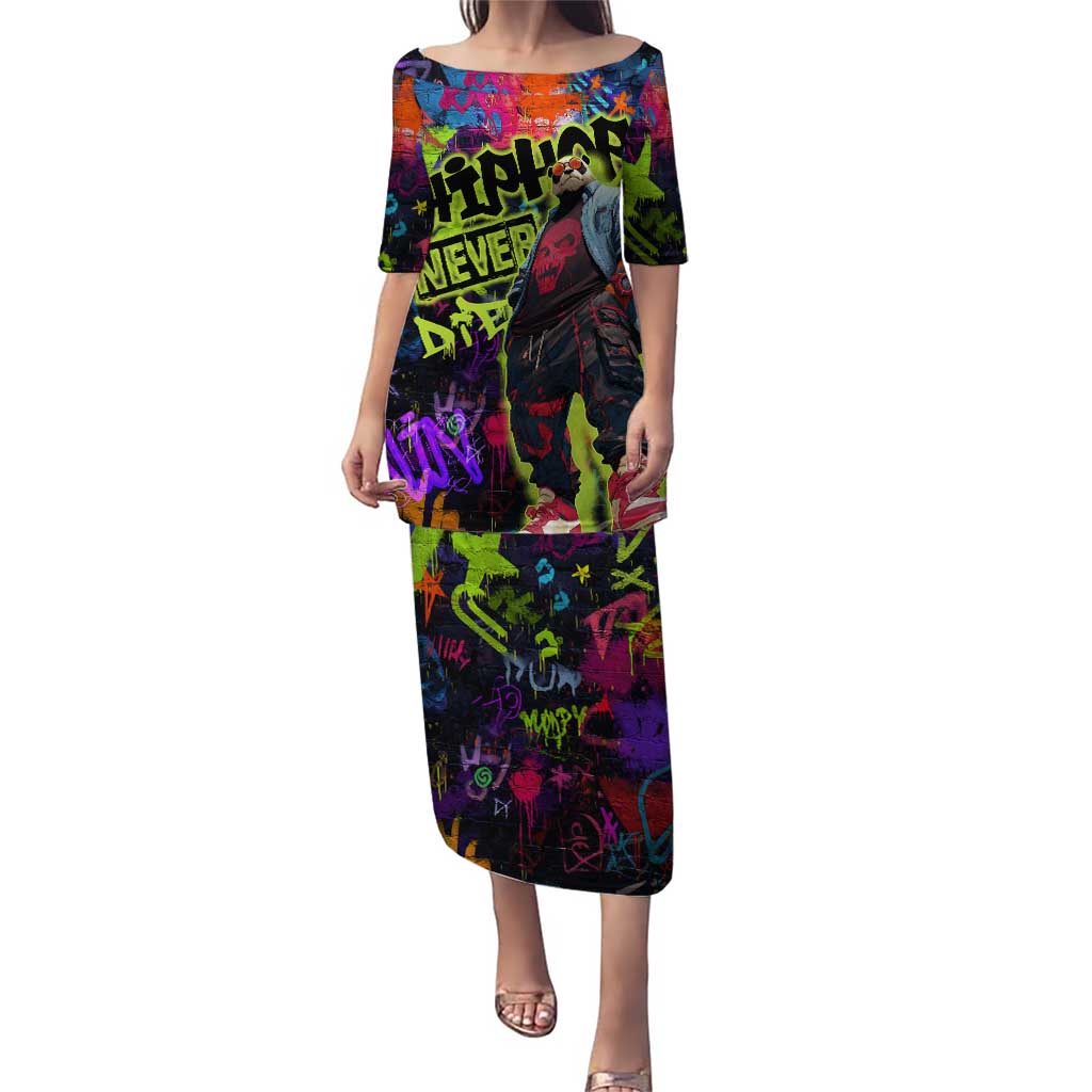 Graffiti Hip Hop Puletasi with Neon Bear and Street Artist Panda Design - Wonder Print Shop