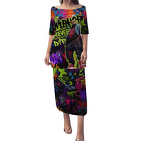 Graffiti Hip Hop Puletasi with Neon Bear and Street Artist Panda Design - Wonder Print Shop