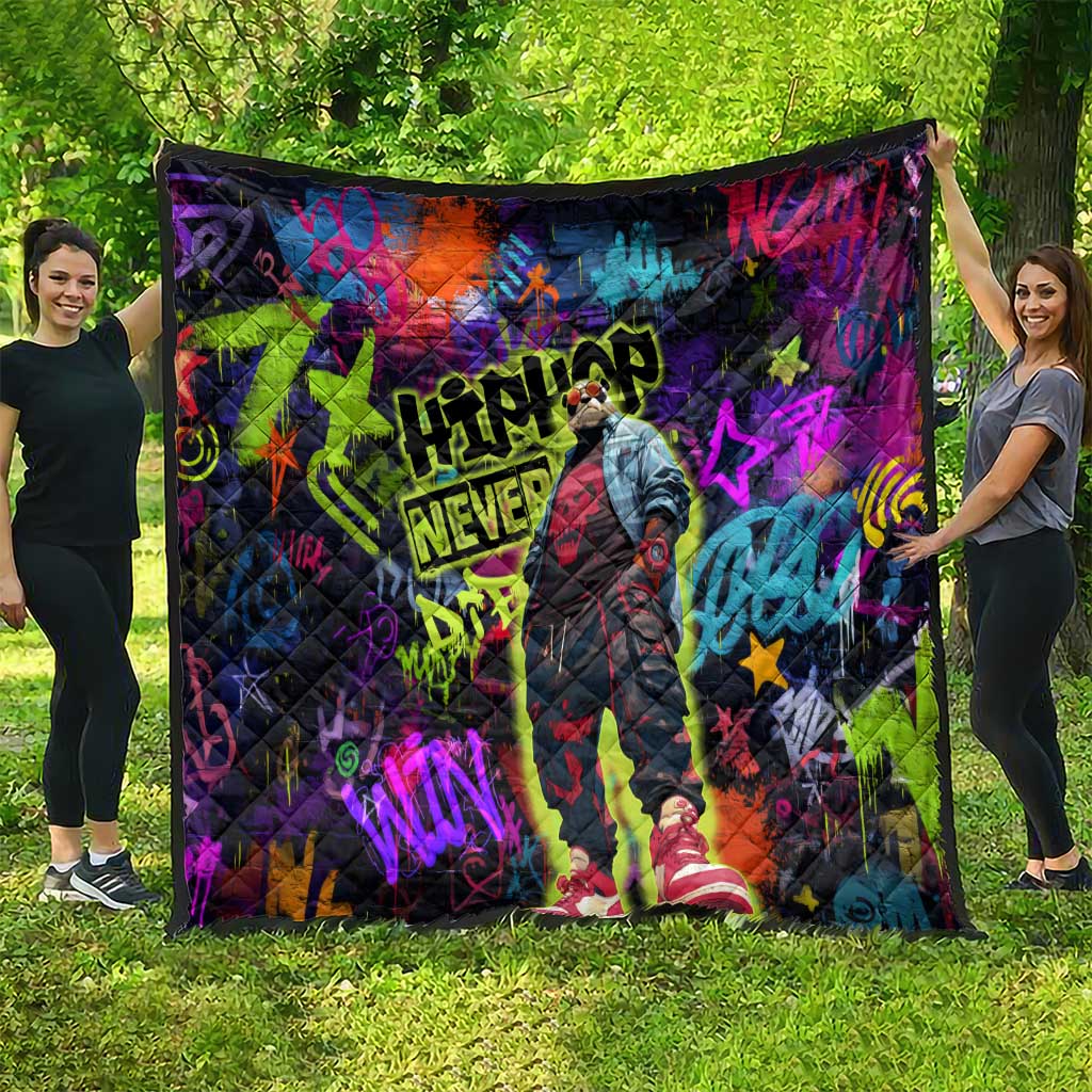 Graffiti Hip Hop Quilt with Neon Bear and Street Artist Panda Design - Wonder Print Shop
