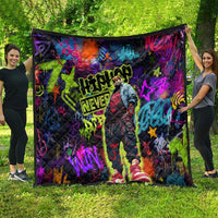 Graffiti Hip Hop Quilt with Neon Bear and Street Artist Panda Design - Wonder Print Shop
