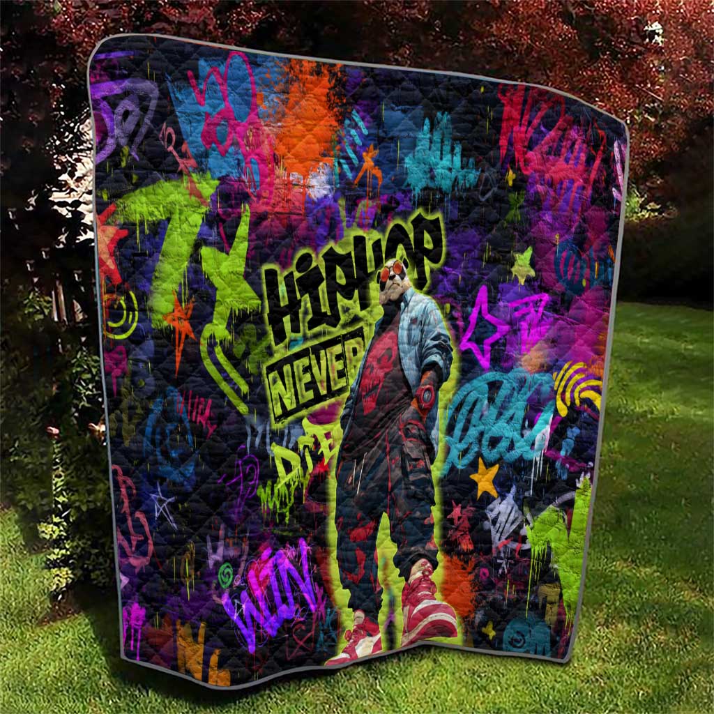 Graffiti Hip Hop Quilt with Neon Bear and Street Artist Panda Design - Wonder Print Shop