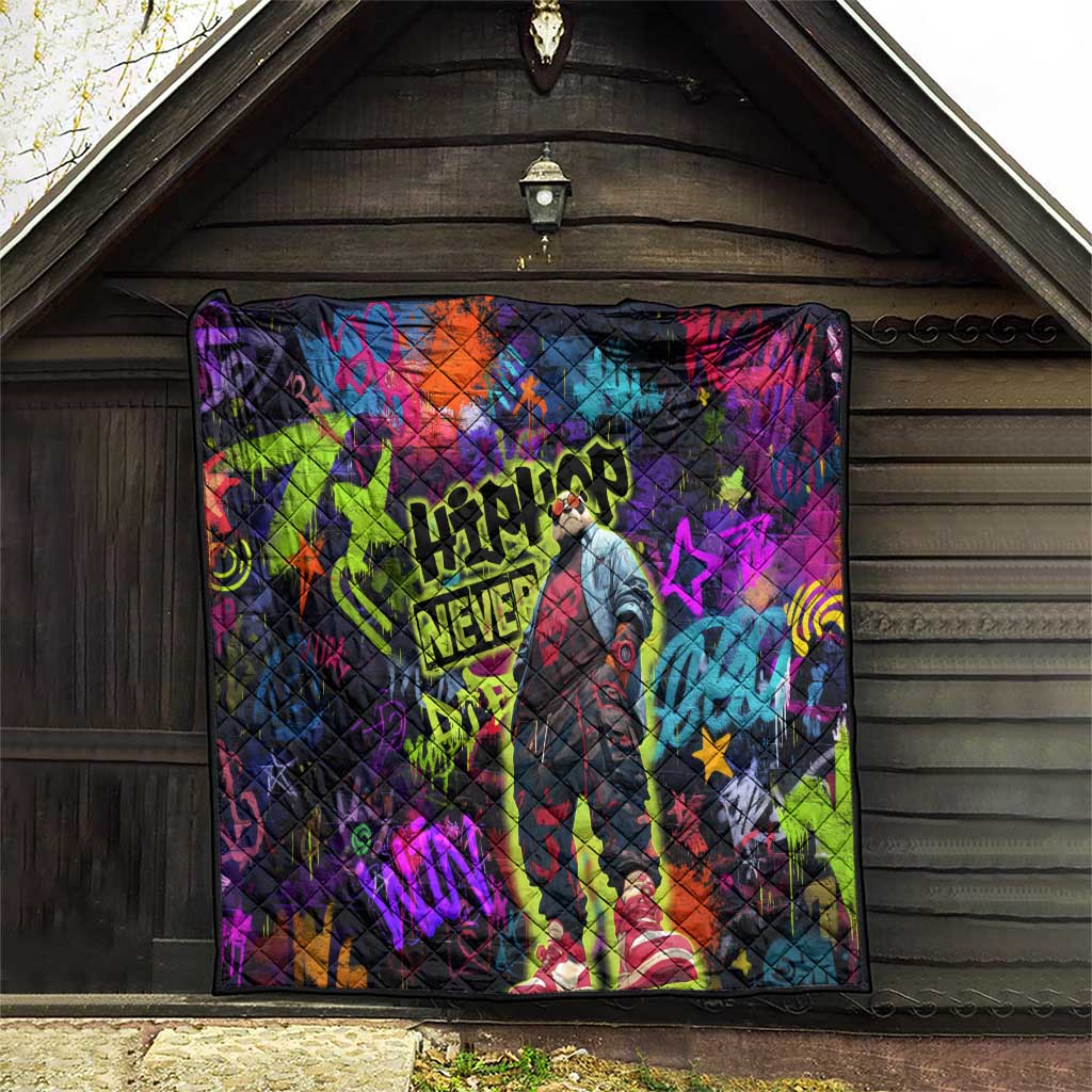 Graffiti Hip Hop Quilt with Neon Bear and Street Artist Panda Design - Wonder Print Shop