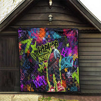 Graffiti Hip Hop Quilt with Neon Bear and Street Artist Panda Design - Wonder Print Shop