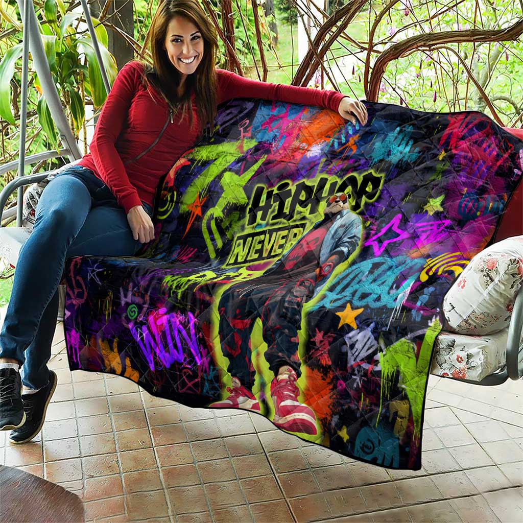 Graffiti Hip Hop Quilt with Neon Bear and Street Artist Panda Design - Wonder Print Shop