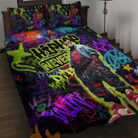 Graffiti Hip Hop Quilt Bed Set with Neon Bear and Street Artist Panda Design - Wonder Print Shop