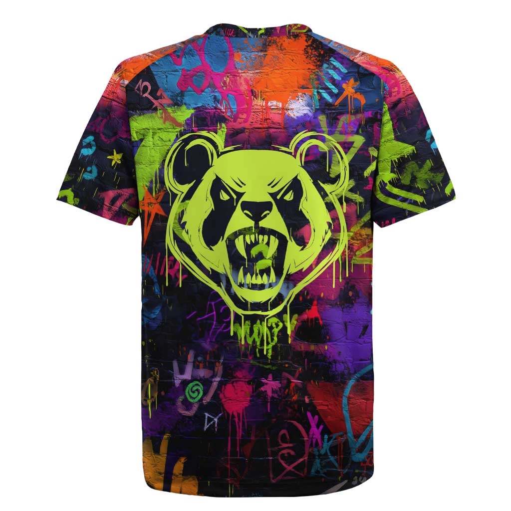 Graffiti Hip Hop Rugby Jersey with Neon Bear and Street Artist Panda Design - Wonder Print Shop