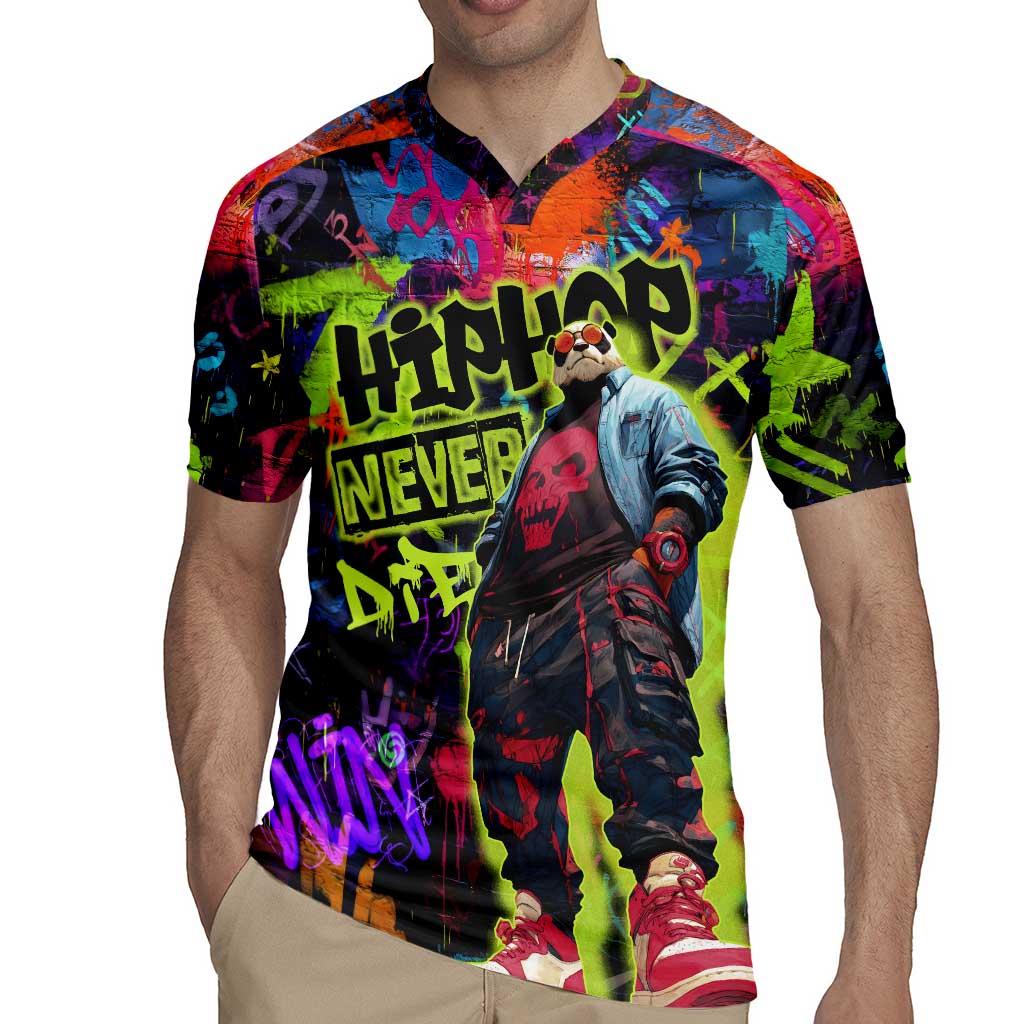 Graffiti Hip Hop Rugby Jersey with Neon Bear and Street Artist Panda Design - Wonder Print Shop