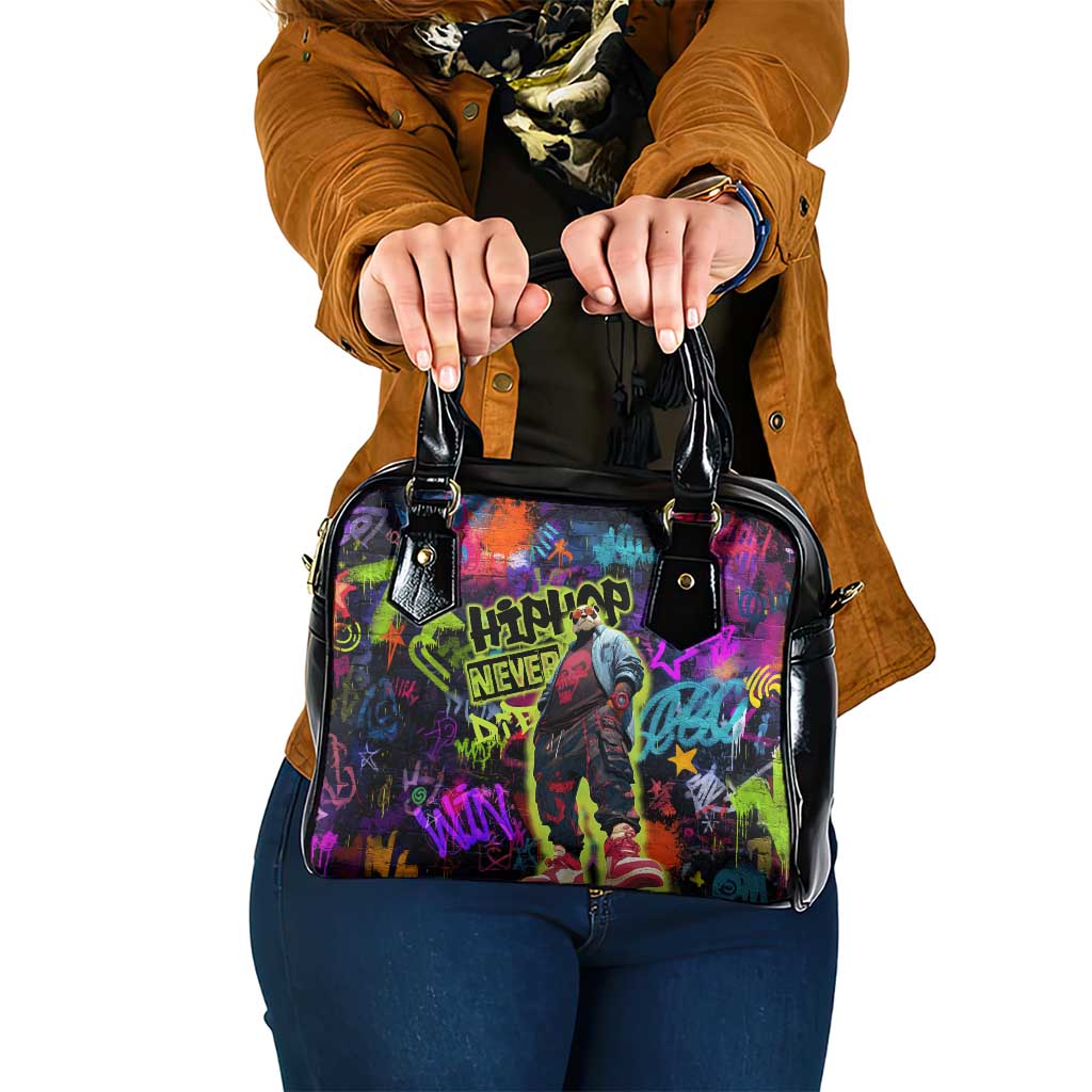 Graffiti Hip Hop Shoulder Handbag with Neon Bear and Street Artist Panda Design - Wonder Print Shop