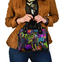 Graffiti Hip Hop Shoulder Handbag with Neon Bear and Street Artist Panda Design - Wonder Print Shop