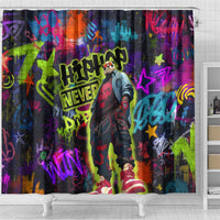 Graffiti Hip Hop Shower Curtain with Neon Bear and Street Artist Panda Design - Wonder Print Shop