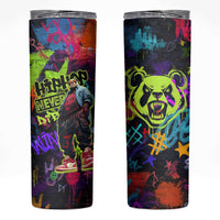 Graffiti Hip Hop Skinny Tumbler with Neon Bear and Street Artist Panda Design - Wonder Print Shop