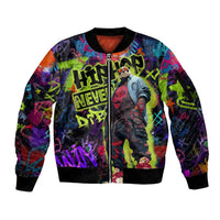 Graffiti Hip Hop Sleeve Zip Bomber Jacket with Neon Bear and Street Artist Panda Design - Wonder Print Shop