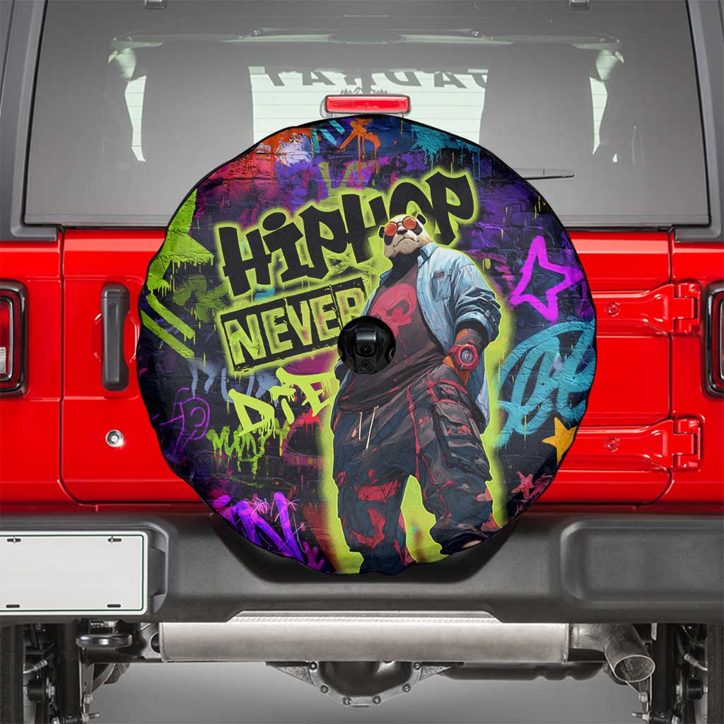 Graffiti Hip Hop Spare Tire Cover with Neon Bear and Street Artist Panda Design - Wonder Print Shop