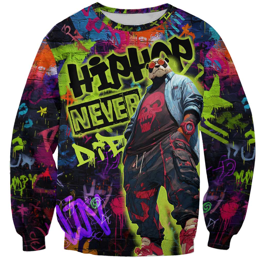 Graffiti Hip Hop Sweatshirt with Neon Bear and Street Artist Panda Design - Wonder Print Shop