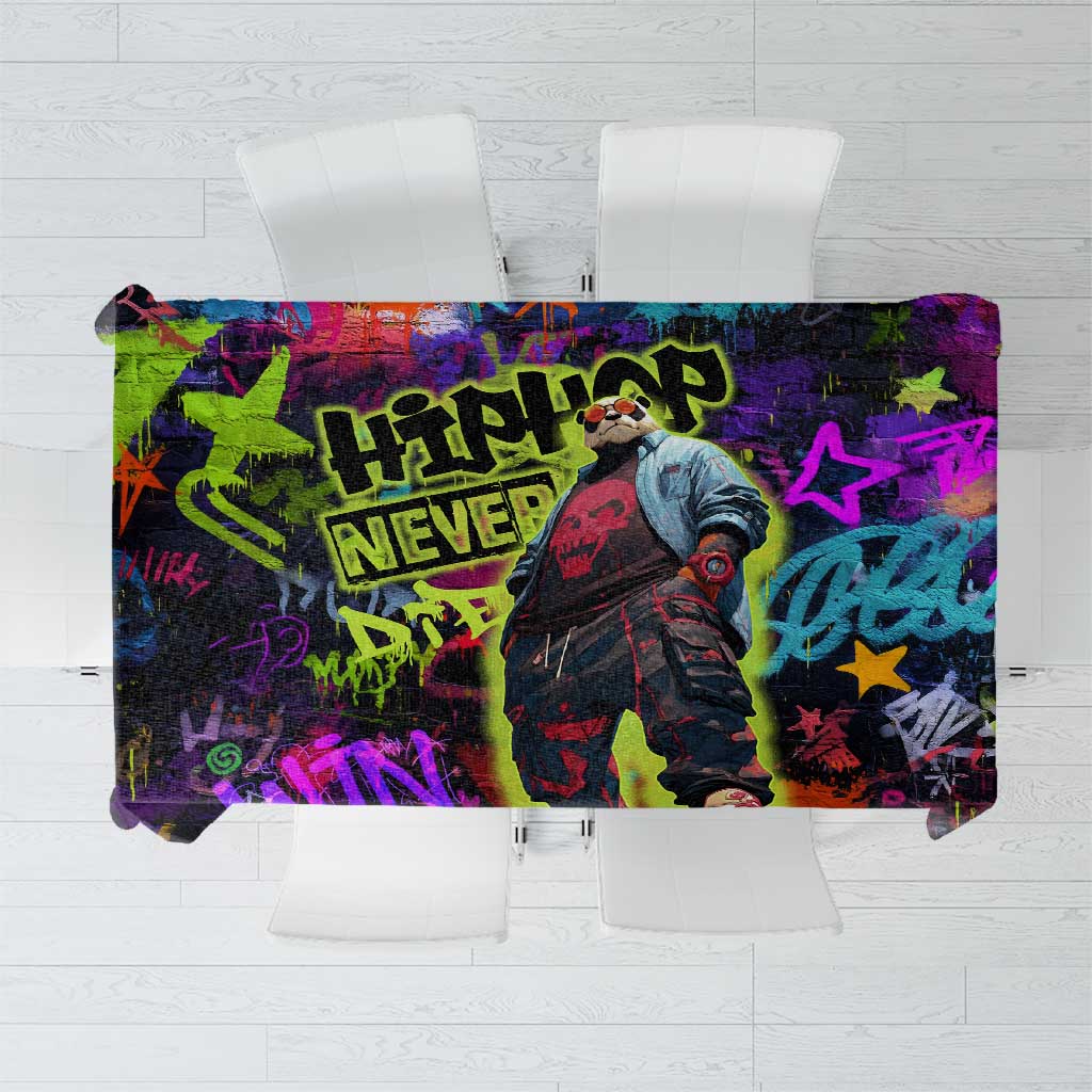 Graffiti Hip Hop Tablecloth with Neon Bear and Street Artist Panda Design - Wonder Print Shop