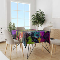 Graffiti Hip Hop Tablecloth with Neon Bear and Street Artist Panda Design - Wonder Print Shop