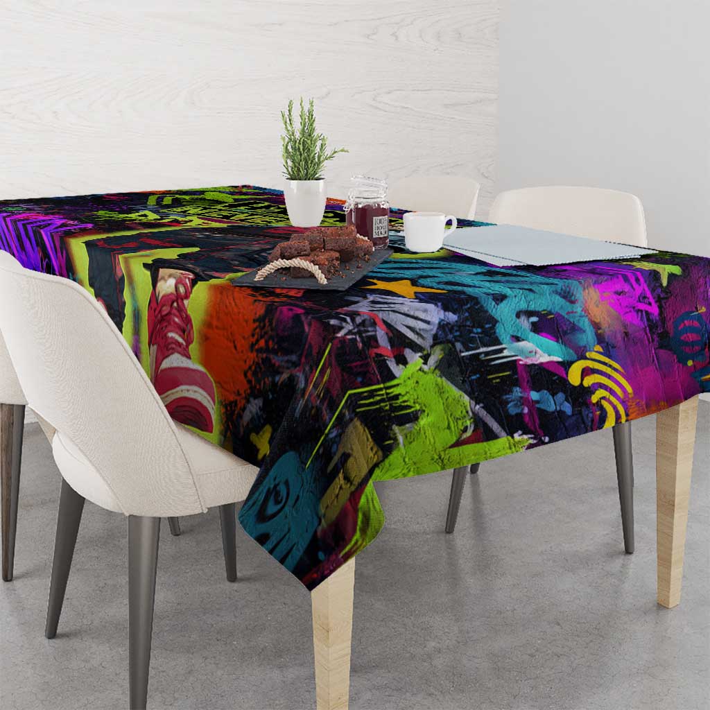 Graffiti Hip Hop Tablecloth with Neon Bear and Street Artist Panda Design - Wonder Print Shop