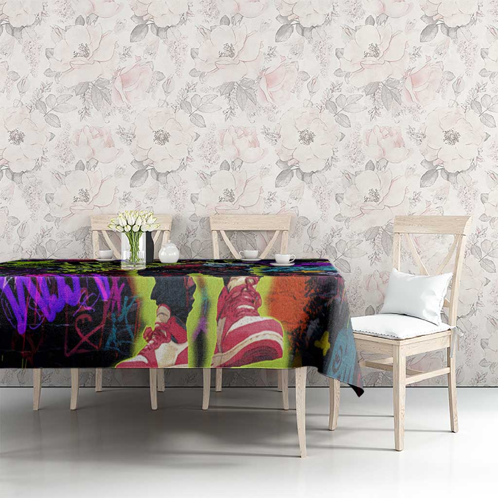 Graffiti Hip Hop Tablecloth with Neon Bear and Street Artist Panda Design - Wonder Print Shop