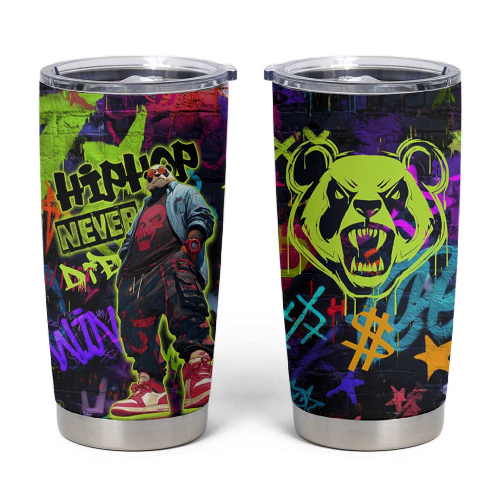 Graffiti Hip Hop Tumbler Cup with Neon Bear and Street Artist Panda Design - Wonder Print Shop
