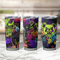 Graffiti Hip Hop Tumbler Cup with Neon Bear and Street Artist Panda Design - Wonder Print Shop