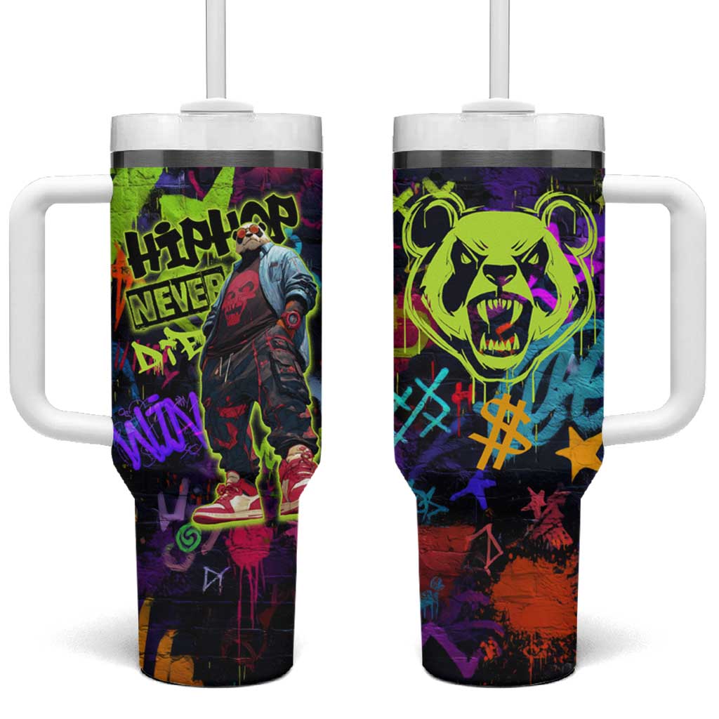 Graffiti Hip Hop Tumbler With Handle with Neon Bear and Street Artist Panda Design - Wonder Print Shop