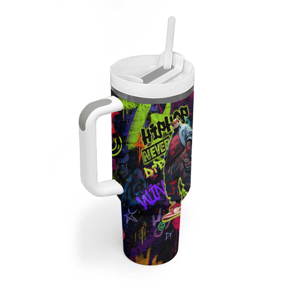 Graffiti Hip Hop Tumbler With Handle with Neon Bear and Street Artist Panda Design - Wonder Print Shop