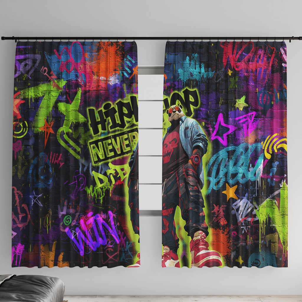 Graffiti Hip Hop Window Curtain with Neon Bear and Street Artist Panda Design - Wonder Print Shop