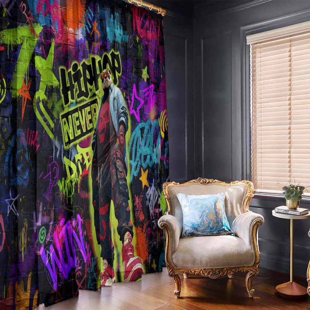 Graffiti Hip Hop Window Curtain with Neon Bear and Street Artist Panda Design - Wonder Print Shop