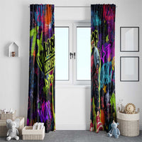 Graffiti Hip Hop Window Curtain with Neon Bear and Street Artist Panda Design - Wonder Print Shop