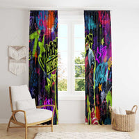 Graffiti Hip Hop Window Curtain with Neon Bear and Street Artist Panda Design - Wonder Print Shop