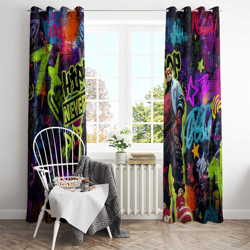 Graffiti Hip Hop Window Curtain with Neon Bear and Street Artist Panda Design - Wonder Print Shop