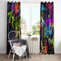 Graffiti Hip Hop Window Curtain with Neon Bear and Street Artist Panda Design - Wonder Print Shop