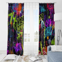 Graffiti Hip Hop Window Curtain with Neon Bear and Street Artist Panda Design - Wonder Print Shop