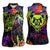 Graffiti Hip Hop Women Sleeveless Polo Shirt with Neon Bear and Street Artist Panda Design - Wonder Print Shop