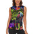 Graffiti Hip Hop Women Sleeveless Polo Shirt with Neon Bear and Street Artist Panda Design - Wonder Print Shop