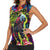 Graffiti Hip Hop Women Sleeveless Polo Shirt with Neon Bear and Street Artist Panda Design - Wonder Print Shop