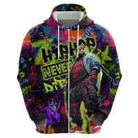 Graffiti Hip Hop Zip Hoodie with Neon Bear and Street Artist Panda Design - Wonder Print Shop