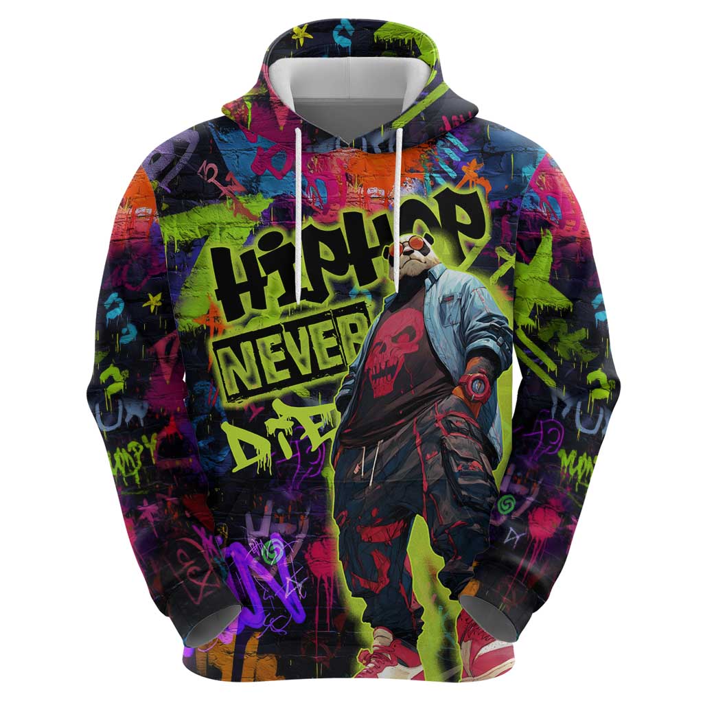 Graffiti Hip Hop Zip Hoodie with Neon Bear and Street Artist Panda Design - Wonder Print Shop