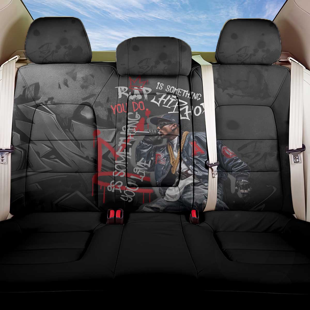 Rap Star Streetwear Back Car Seat Cover with Graffiti Lettering and Hip Hop - Wonder Print Shop